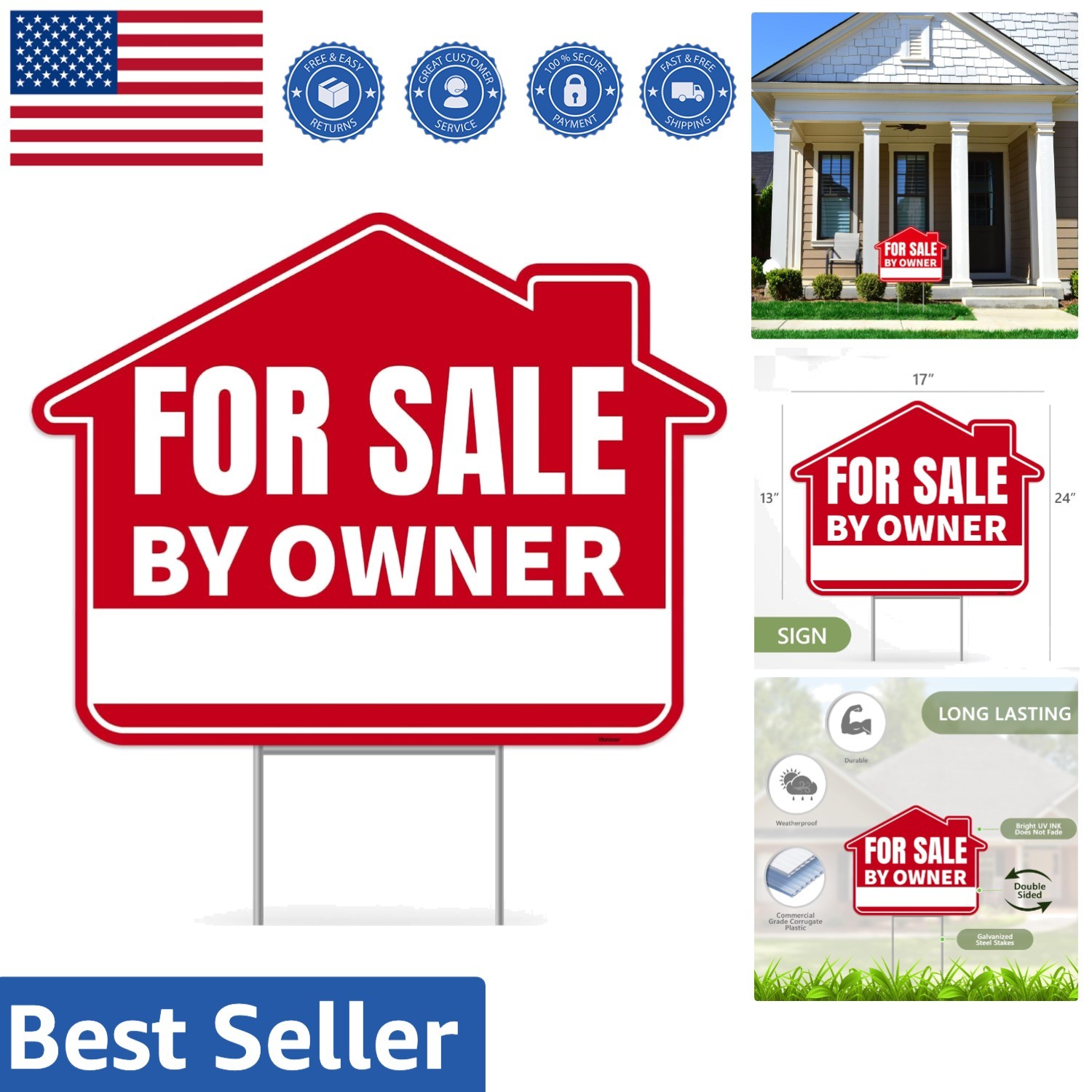 Commercial-Grade Double-Sided For Sale Sign – 17&Prime;x13&Prime; Lightweight & Strong