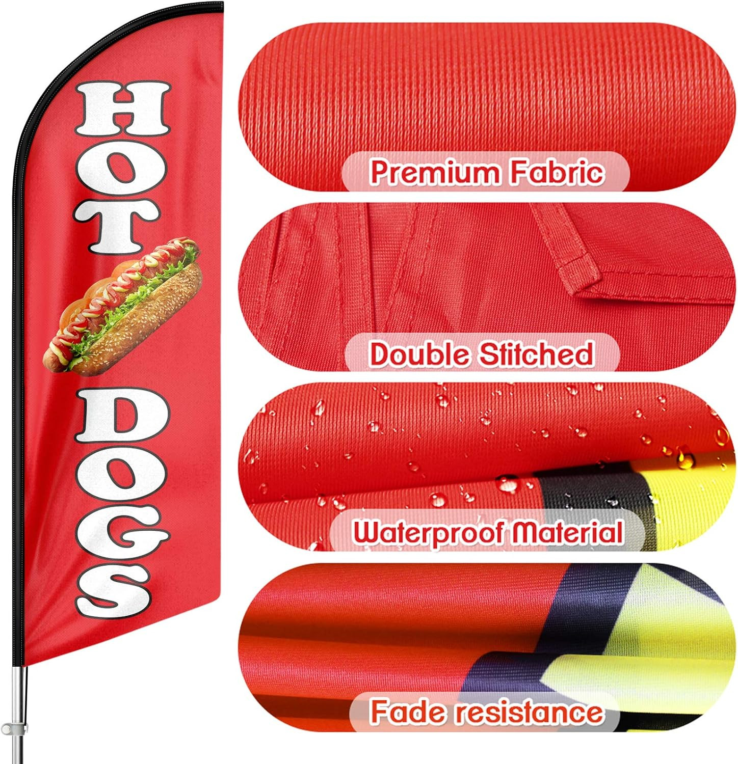 Hot Dog Swooper Flag and Pole Kit – Food Restaurant Advertising Feather Banner S