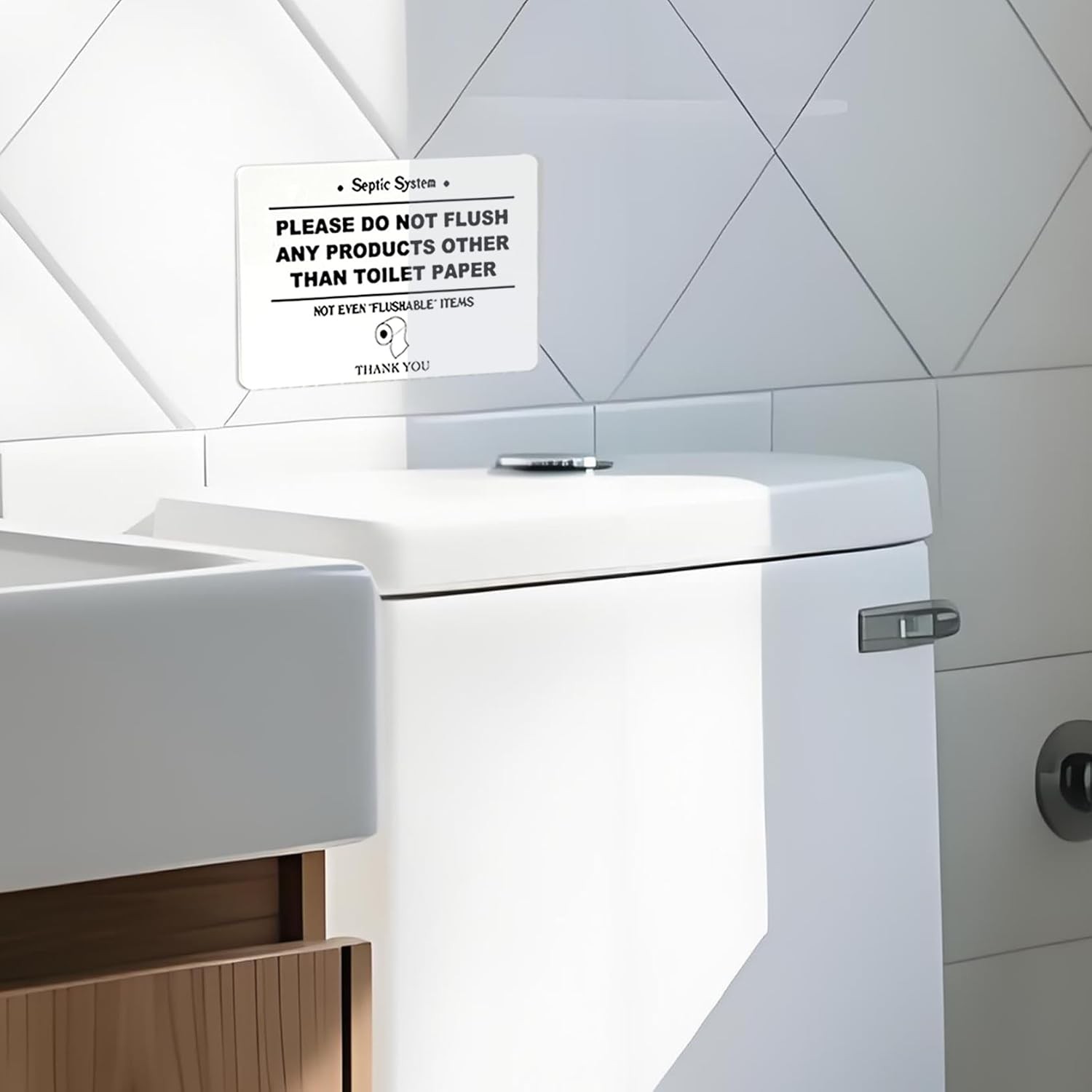 2 Pack Do Not Flush Sign for Bathroom, White Acrylic 4 x 6 Inch Do Not Flush Any