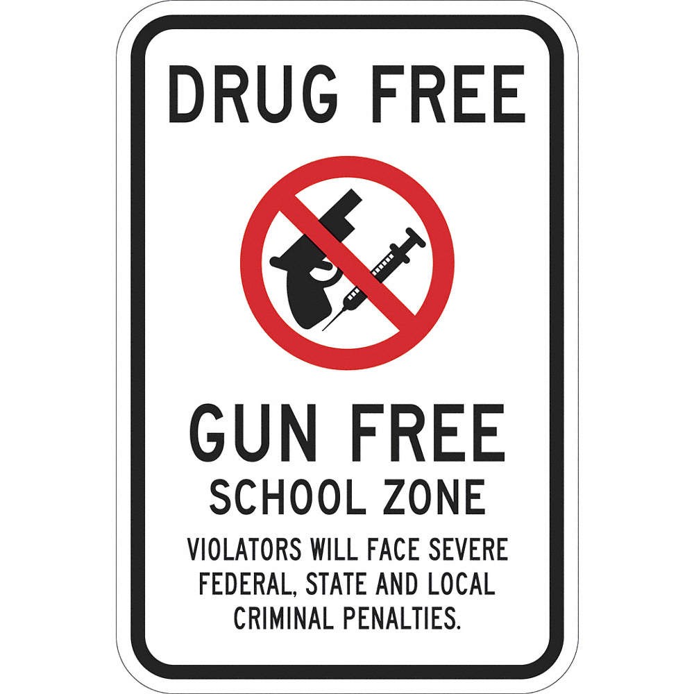 LYLE T1-1118-EG_12x18 Rflctv Drug Free Drug Free Sign,18x12in 448Y34