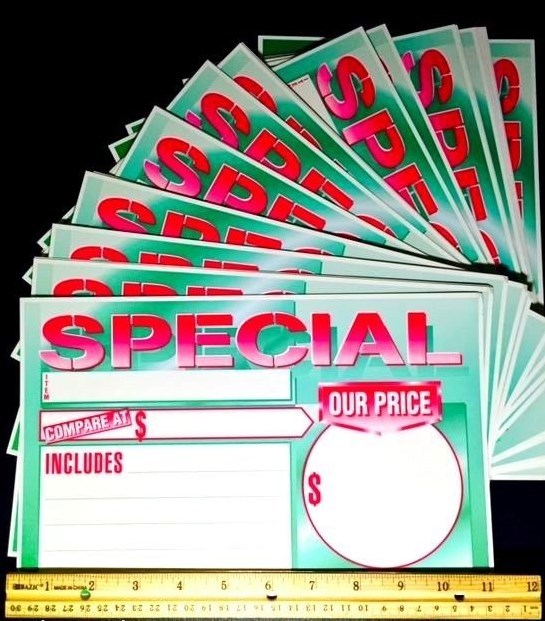 HOT!! ⭐FOR YOUR CHRISTMAS SALE⭐ 25 BIG 11&Prime;X7&Prime; RETAIL STORE SALE SIGNS PRICE TAGS