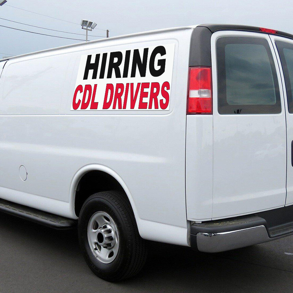 Car Magnet Set of 2 Hiring Cdl Drivers Black Red Car Advertising Industrial Sign