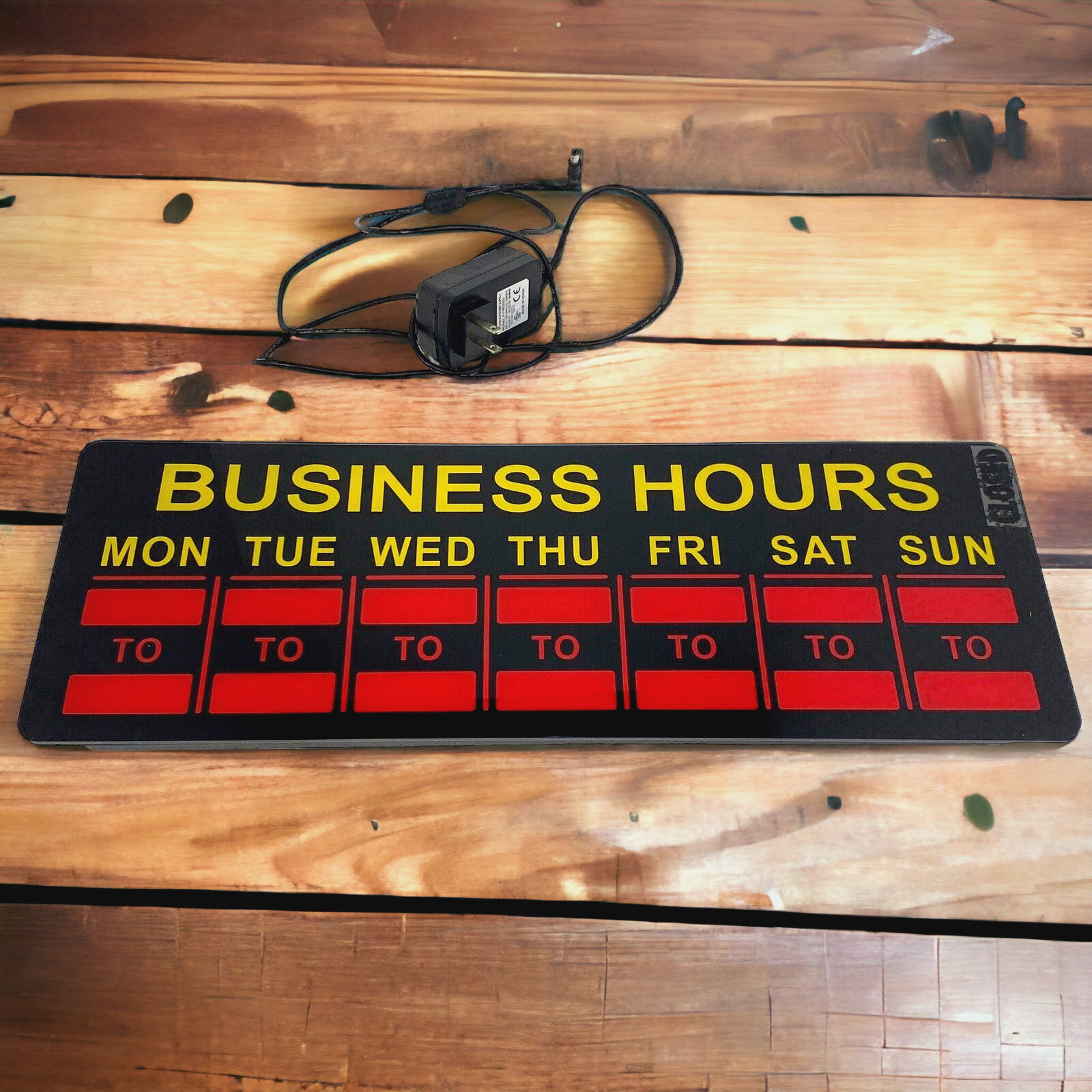 Mystiglo LED Business Hours Light Up Sign Black Red Yellow 20&Prime; x 7.5&Prime; Attention