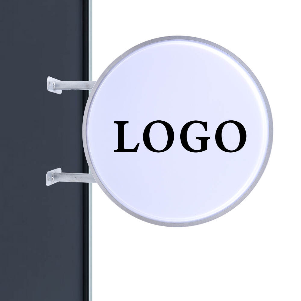 20&Prime; LED Double Sided Round Light Box Outdoor Sign Advertising Projecting Light