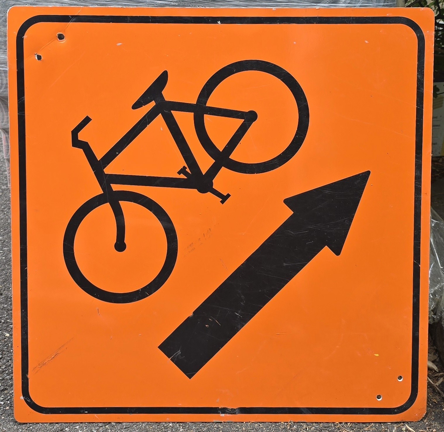 Bicycle Right Arrow Orange Reflective 24&Prime; Street Sign Bike Lane Construction #2