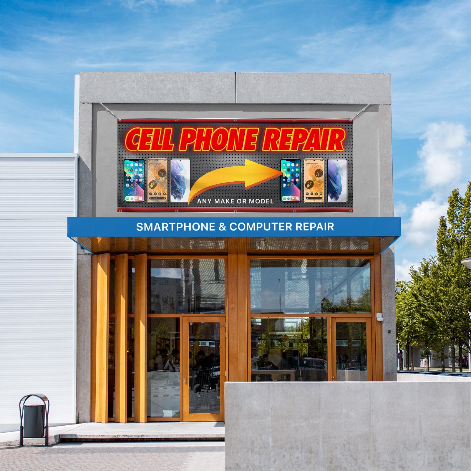 CELL PHONE REPAIR Banner Sign iphone samsung galaxy iOS Android neon alternative