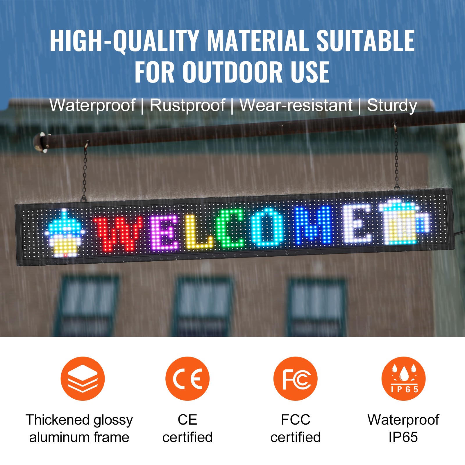 Uimoso 52&Prime;x8&Prime; Programmable LED Sign Scrolling Display Board P10 Full Color