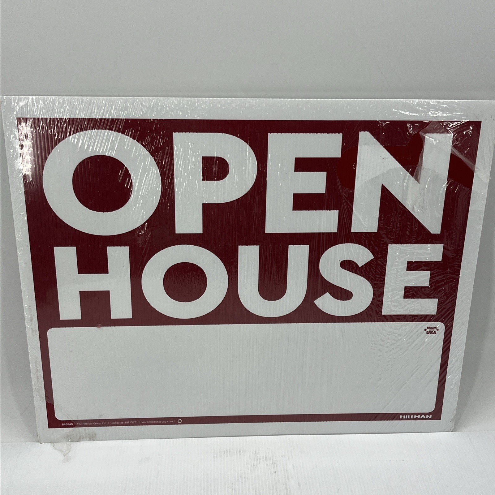 Open House Sign with Metal Stand, Red and White, 20”x 24” 840049. {C8}.