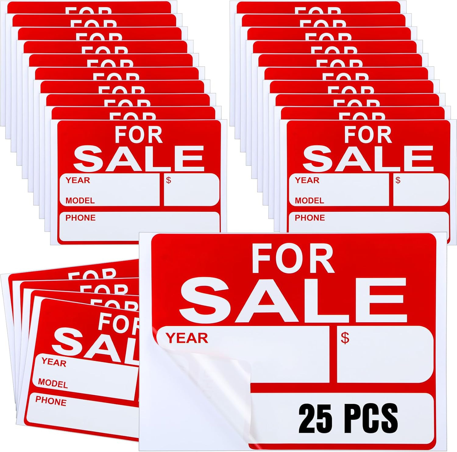 25 Pcs for Sale Signs for Car 9 X 12 Inches Auto Sales Signs Vehicle