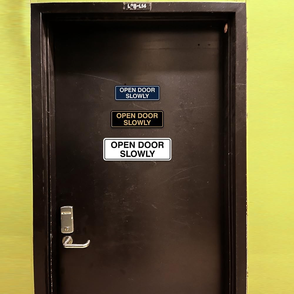 Standard Open Door Slowly Door/Wall Sign – Silver – Small 1 Pack