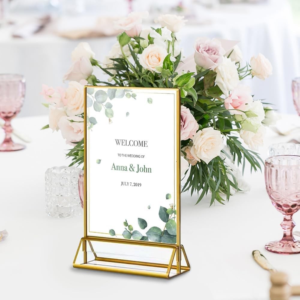12PCS Acrylic Gold Sign Holders, 4 »x6 » Wedding 4 »×6 », Transparent +