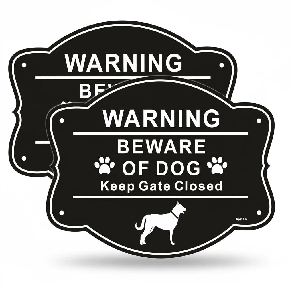 2 Pack Beware of Dog Signs for Fence,10 x 8 Inch Keep Gate Closed Signs, Rust…