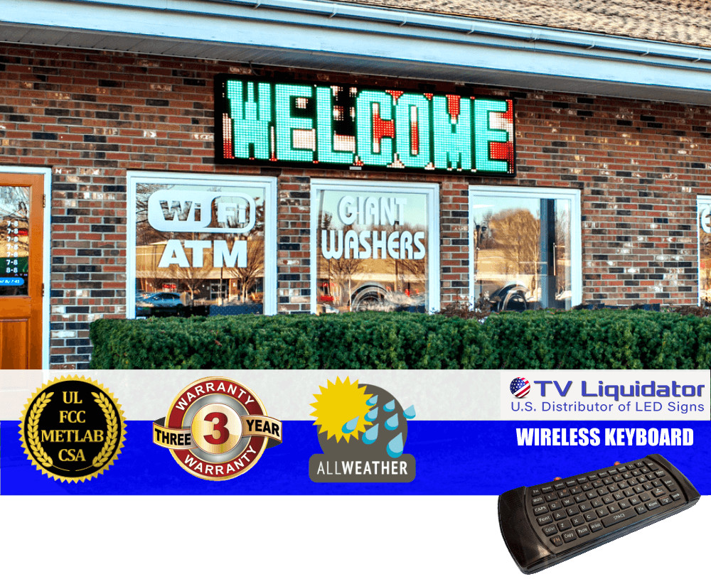85&Prime; x 20&Prime; Outdoor Programmable LED Signs ~ UL, MET, CSA, FCC – TV Liquidator