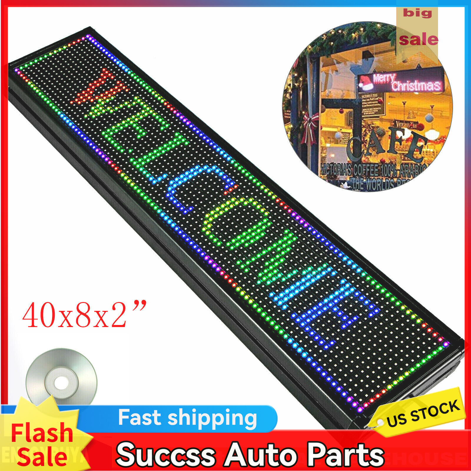 40&Prime;X8&Prime; LED Scrolling Sign Programble Digital Advertising 7-Color Display Board