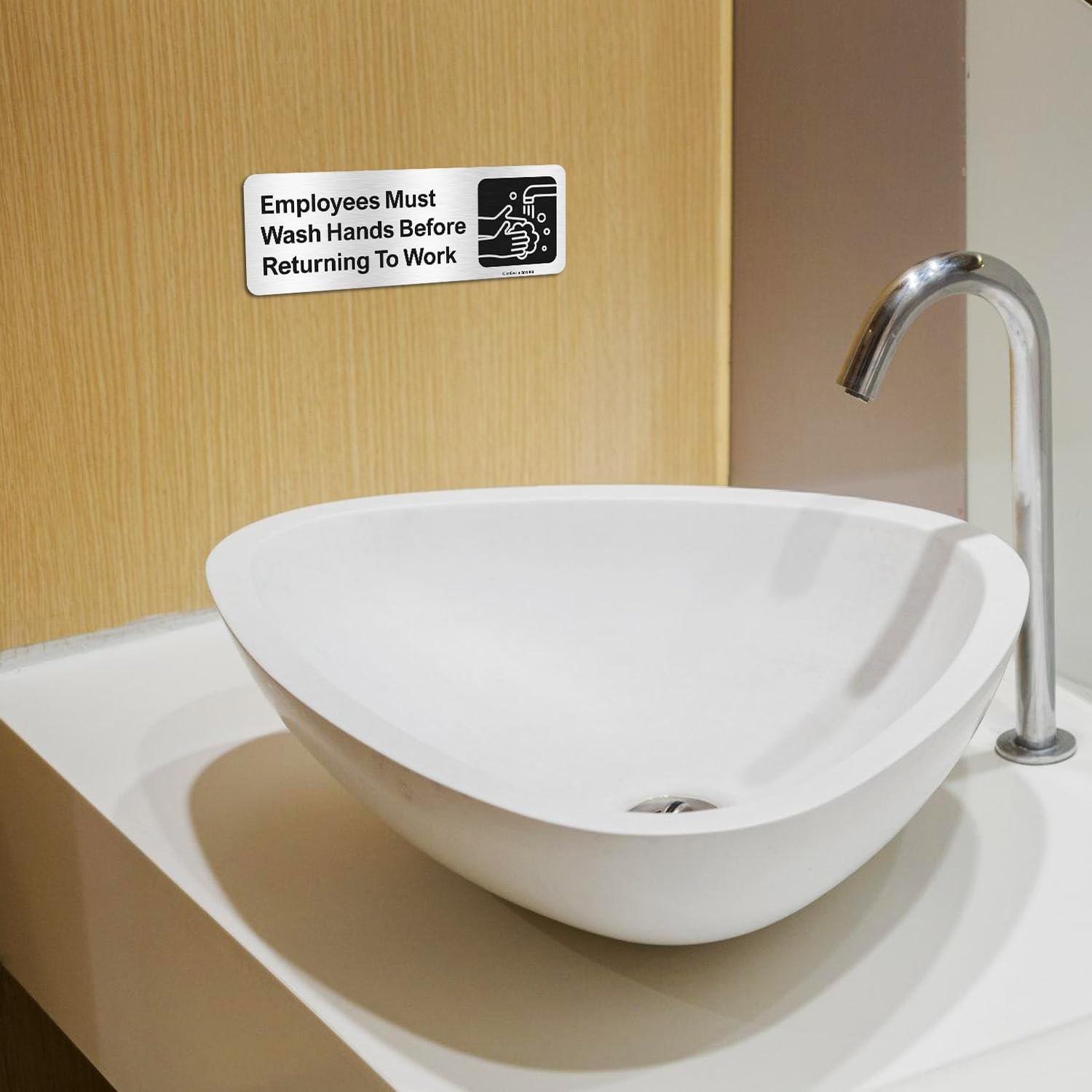 Employees Must Wash Hands before Returning to Work Sign,9 X 3 Inches Hand Washin