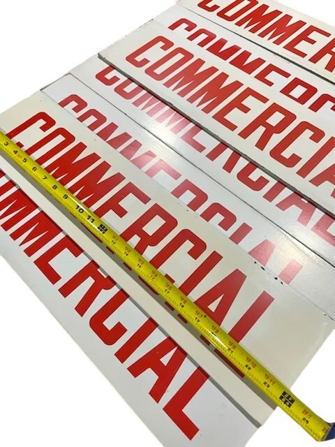 Vintage COMMERCIAL Real Estate Advertising Wood Sign 24×6 2-Sided Large Rider