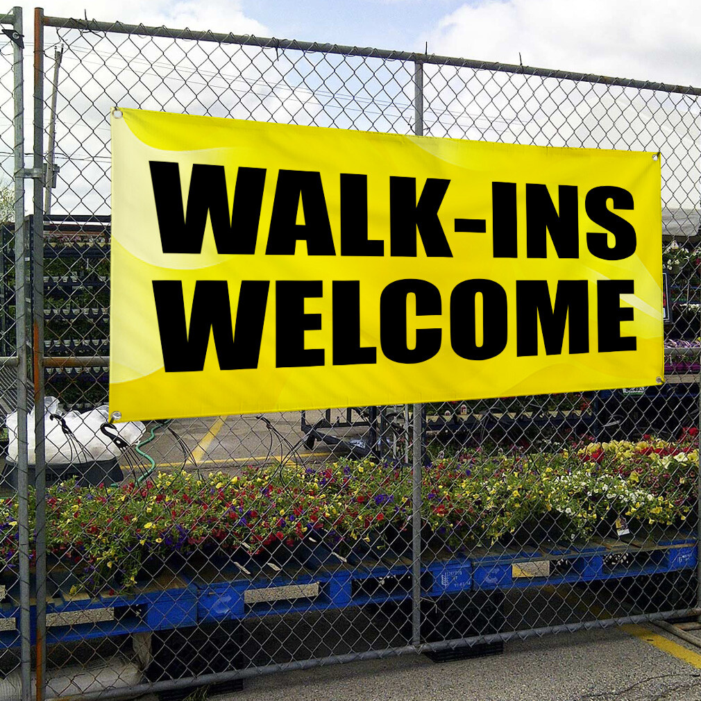 Vinyl Banner Multiple Sizes Walk-Ins Welcome Advertising Printing B Business
