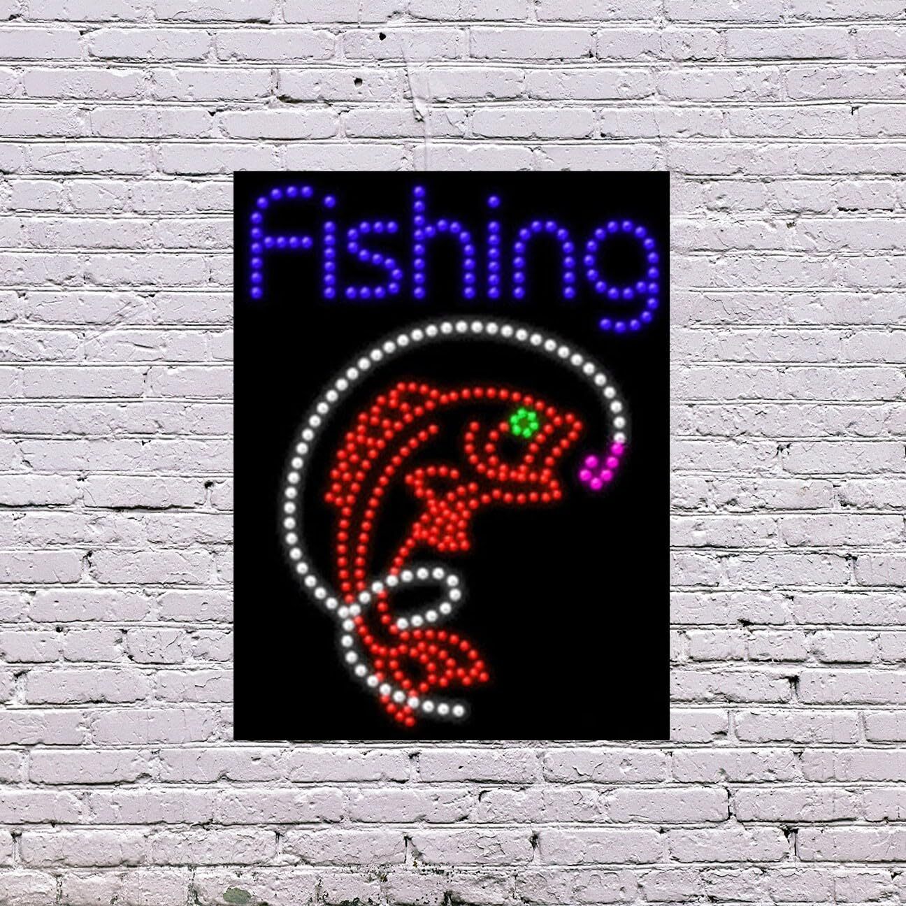 LED Fishing Sign | Light Up Sign | 26&Prime;H x 20&Prime;W x 2&Prime;D