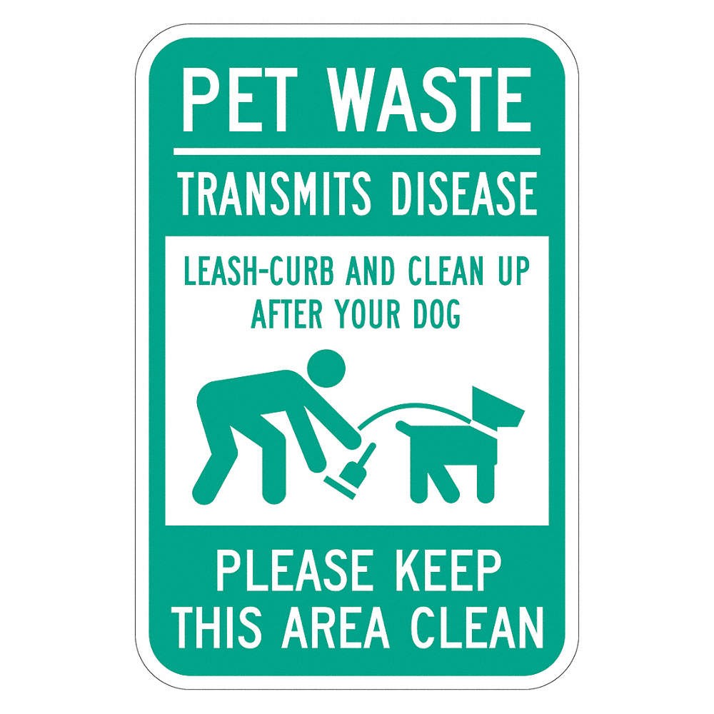 LYLE T1-3876-RA_12x18 Rflctv Pet Waste Sign,18x12in,Aluminum 484M65