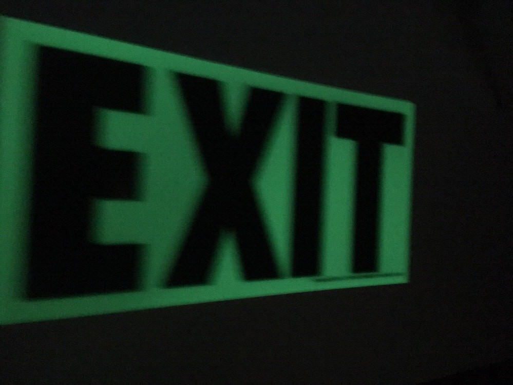 PHOTOLUMINES EXIT DOOR EGRESS SIGN. ALUMINUM 4 3/4 -9 1/2” GS4688ES GLOWSCAPE