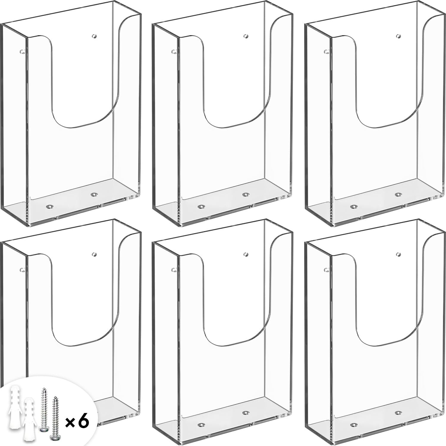 MaxGear Brochure Holder 4×9 inch Acrylic Literature Display 6 Packs, Clear