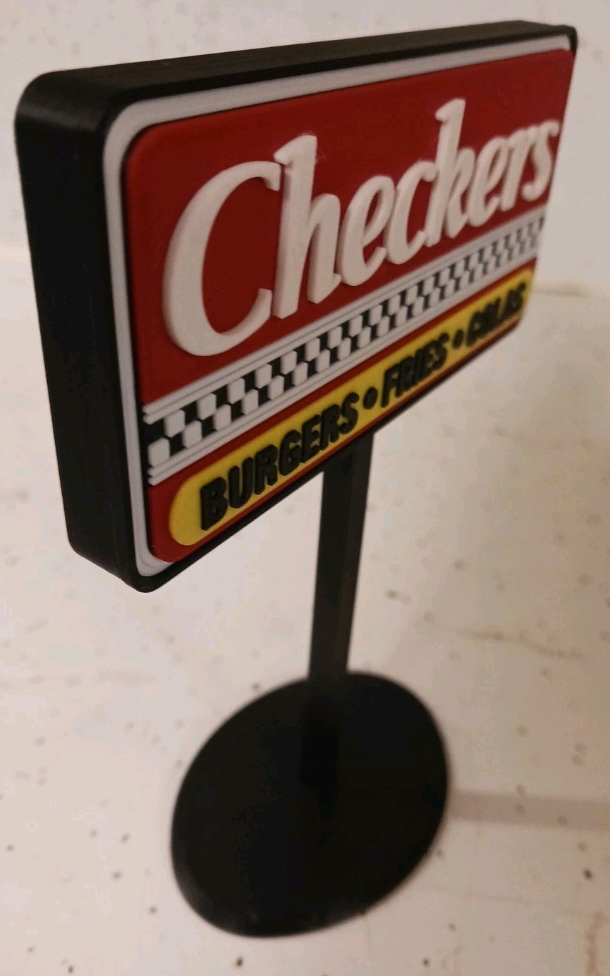 Checkers Burgers FAST FOOD Restaurant Sign 3d Printed Miniature 6&Prime;