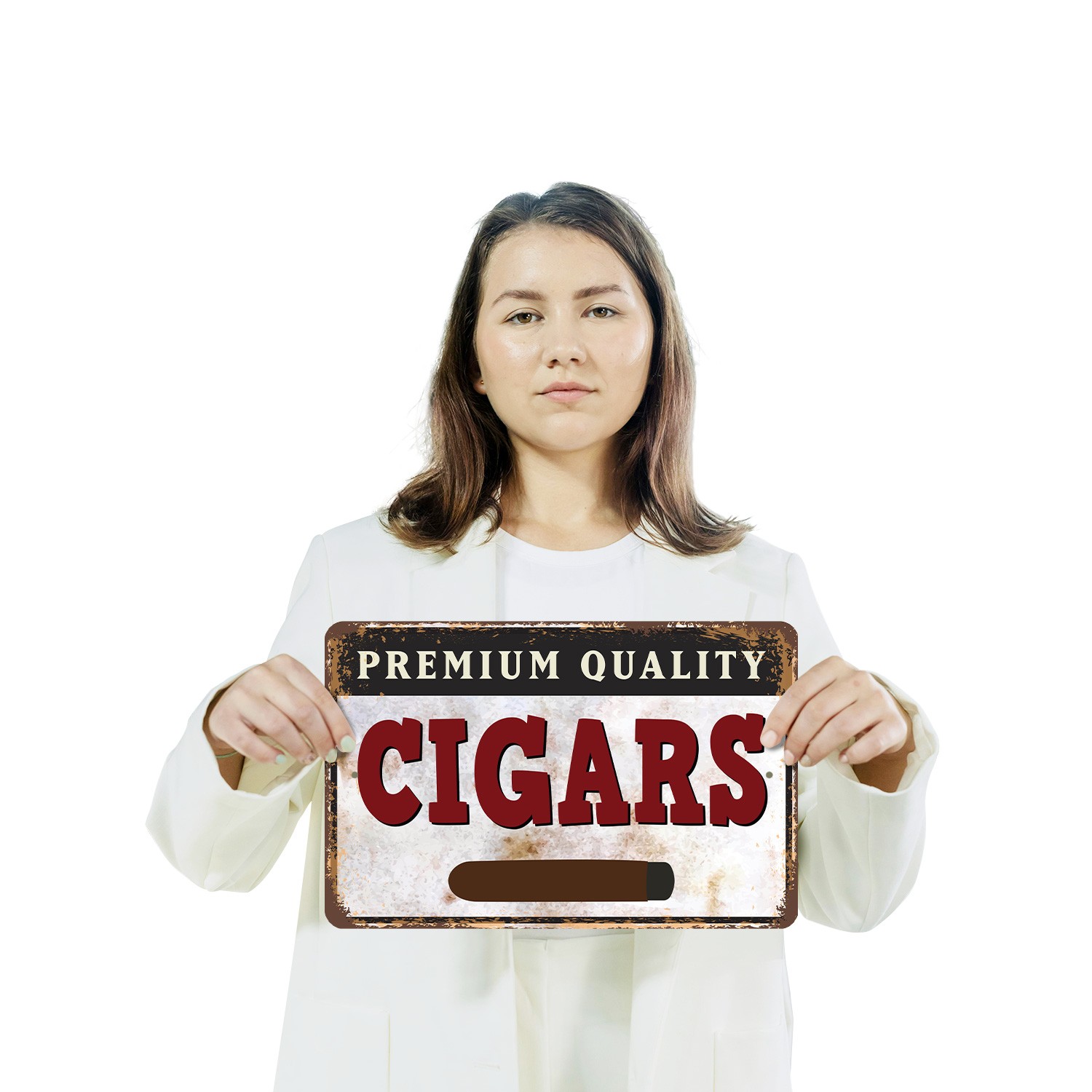 Premium Quality Cigars Sign Hand Rolled Good Times Durable Perfect for Dens