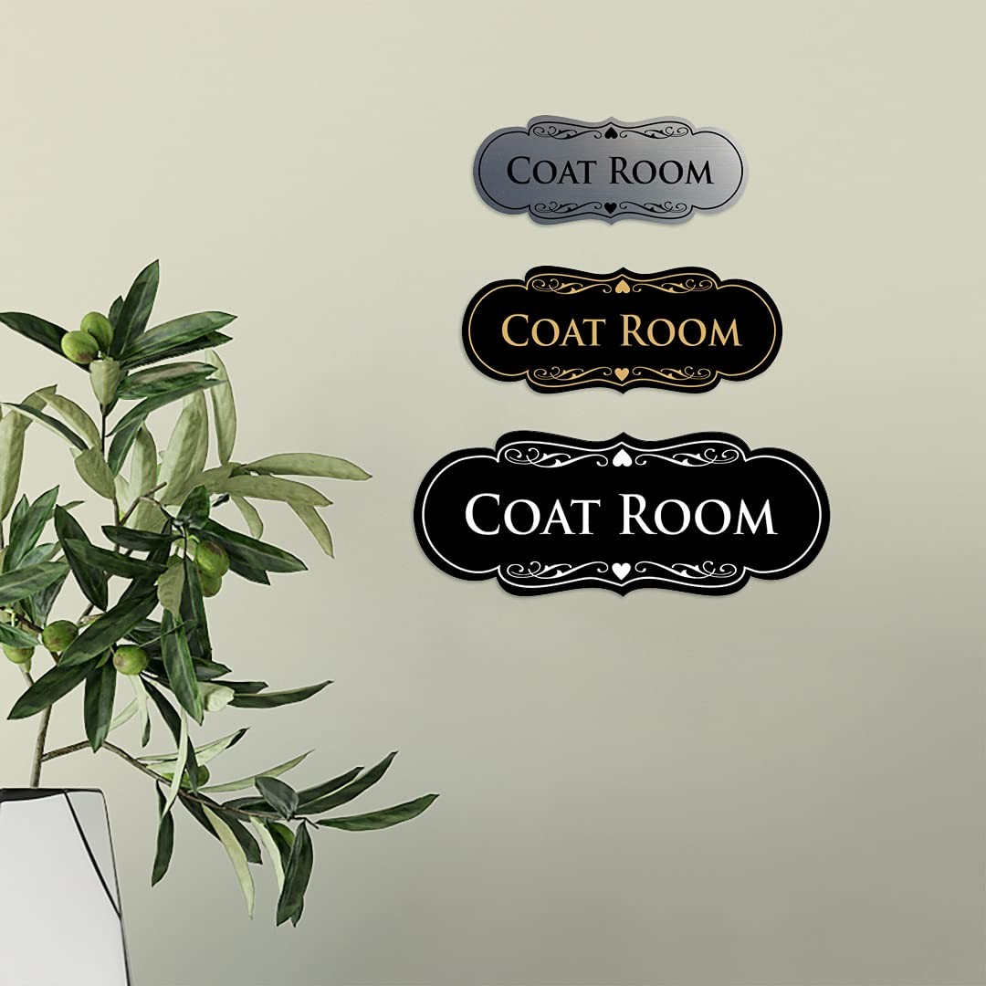 Designer Coat Room Sign Brushed Gold Large Door Wall Office Marker Plaque