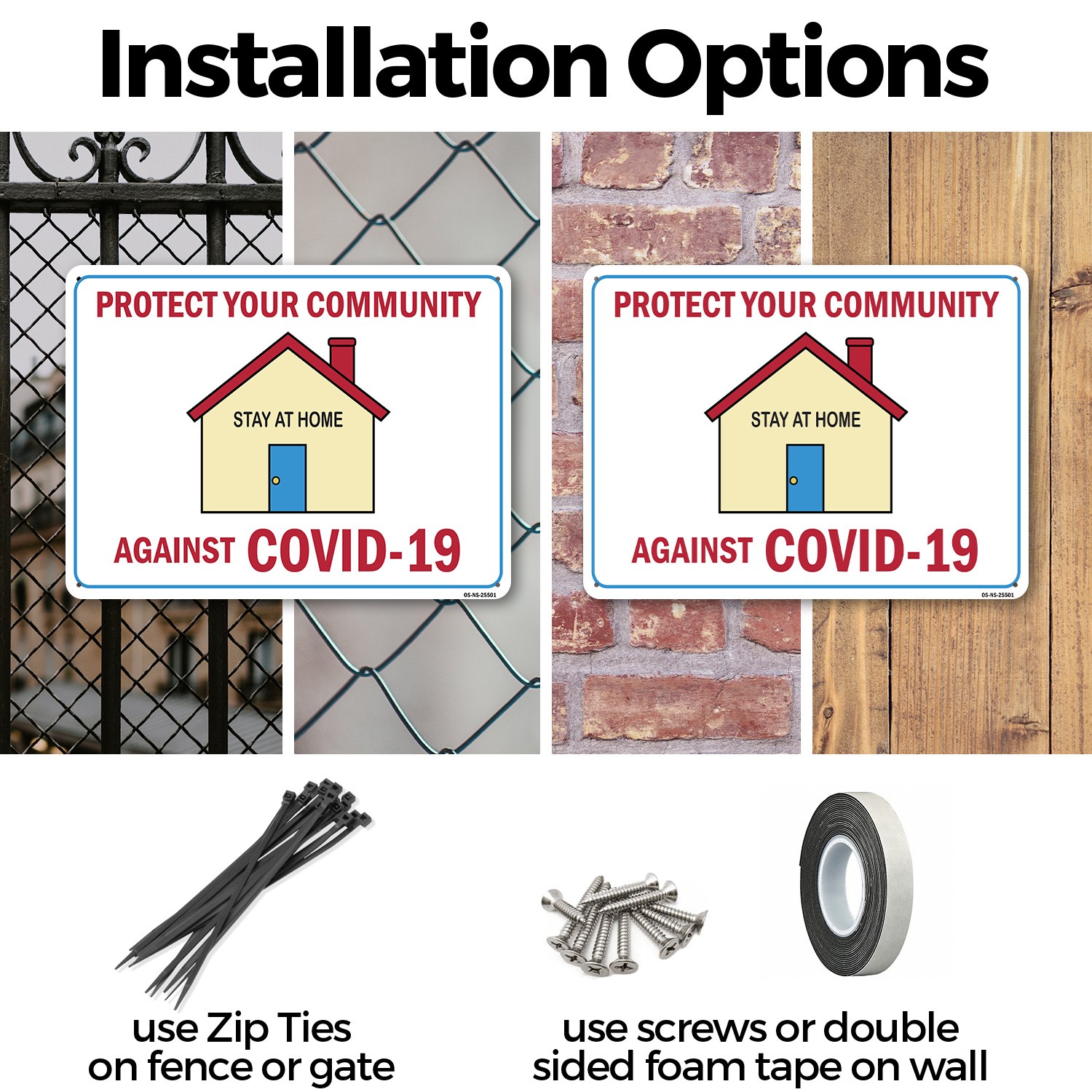Protect Your Community Against COVID-19 Public Safety Sign, Decal 5 or 10 Pack