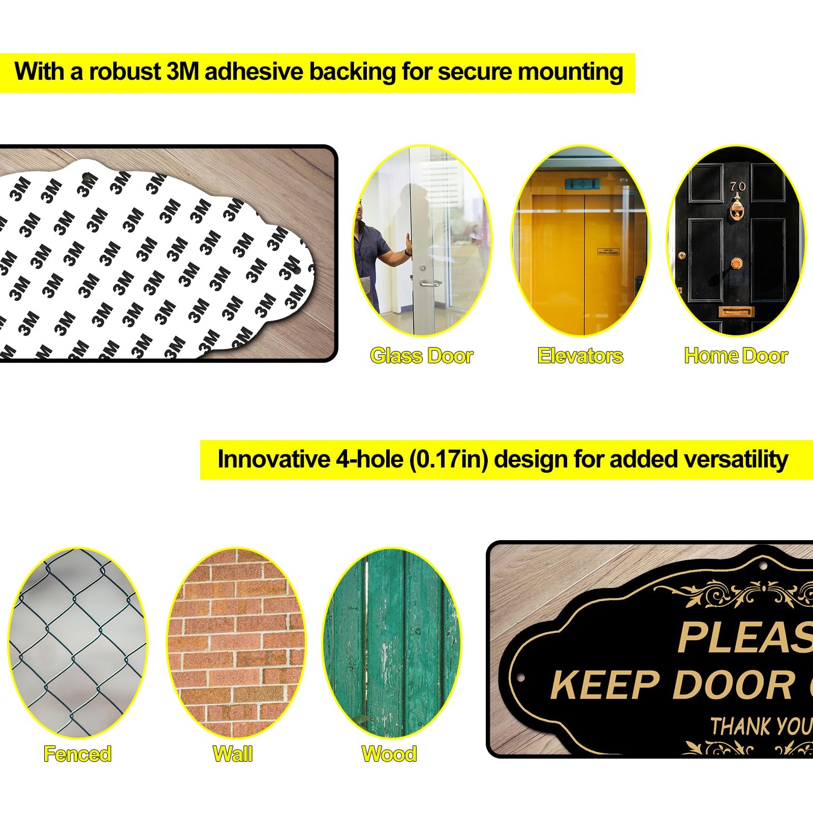 Please Keep Door Closed Sign 2 Pack 7.9 x 4 Inch Acrylic Gate Signs 3M