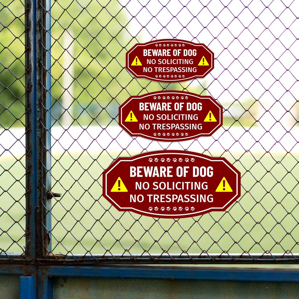 Victorian Plus Beware of Dog No Soliciting No Trespassing Wall or Door Sign