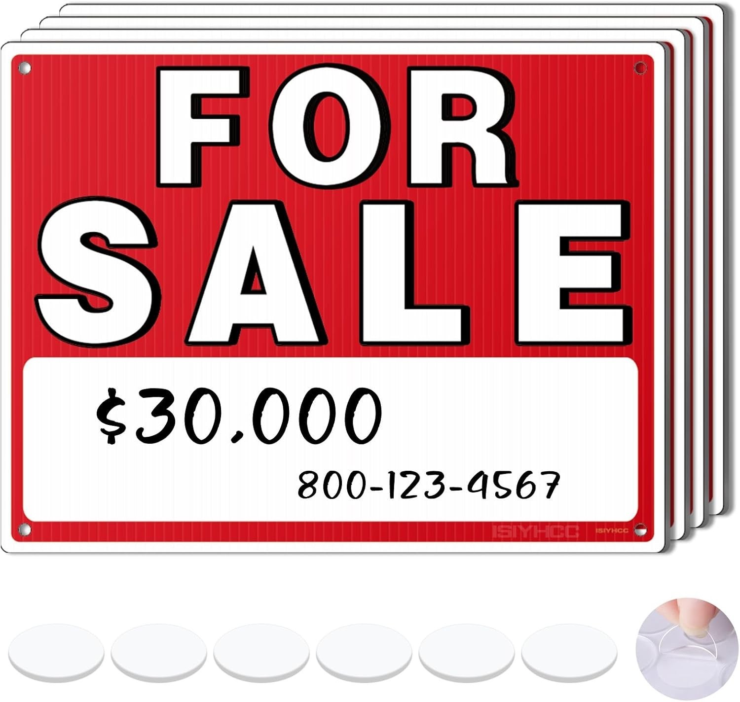 Weather-Resistant 14&Prime;x10&Prime; Reusable Car For Sale Sign – 4 Pack with Adhesive Pads