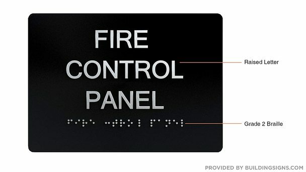 FIRE Control Panel Sign With Braille and Raised Letters (Aluminum, Black 5×7)
