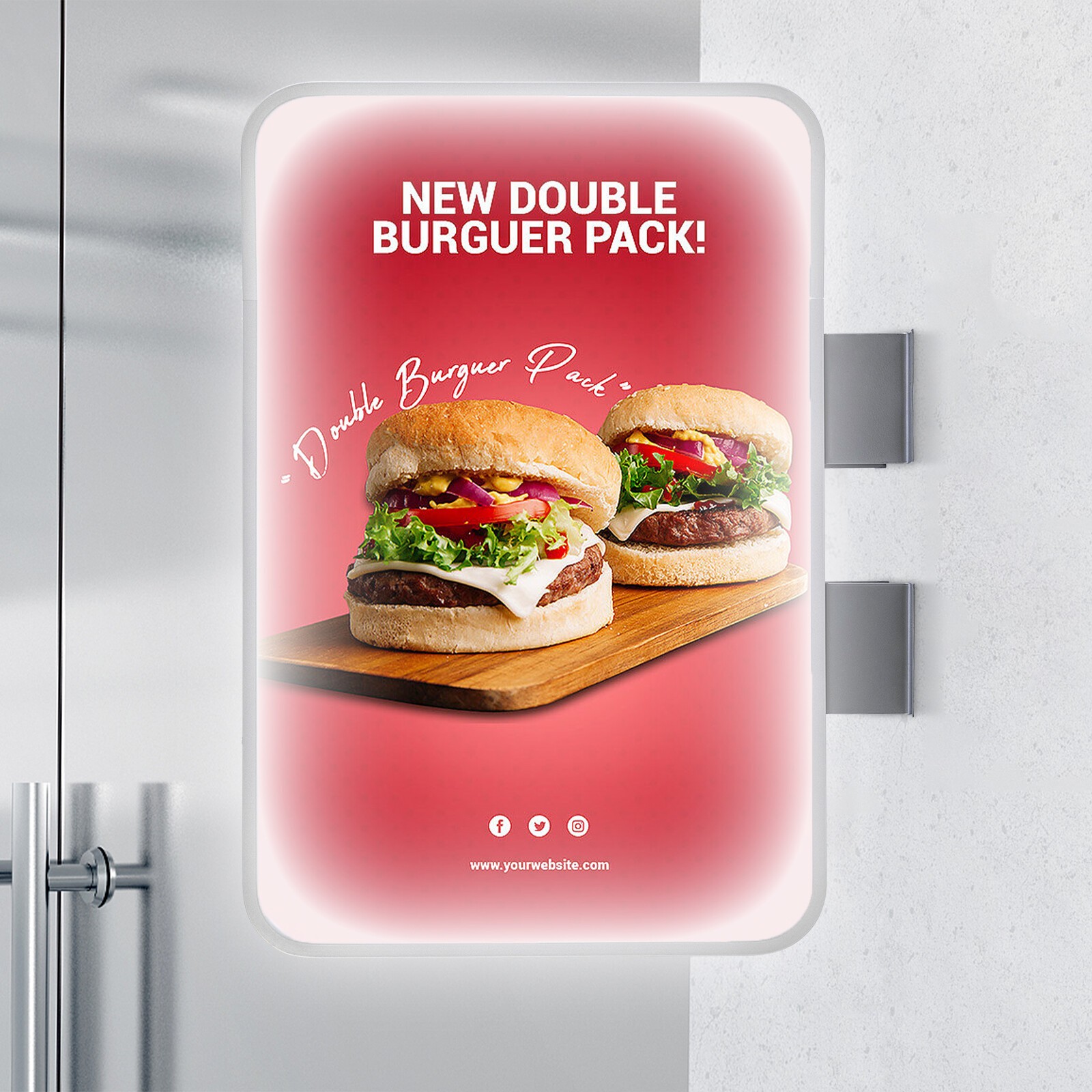 LED Rectangle Double-sided Advertising Light Box Illuminated Projecting Sign Box