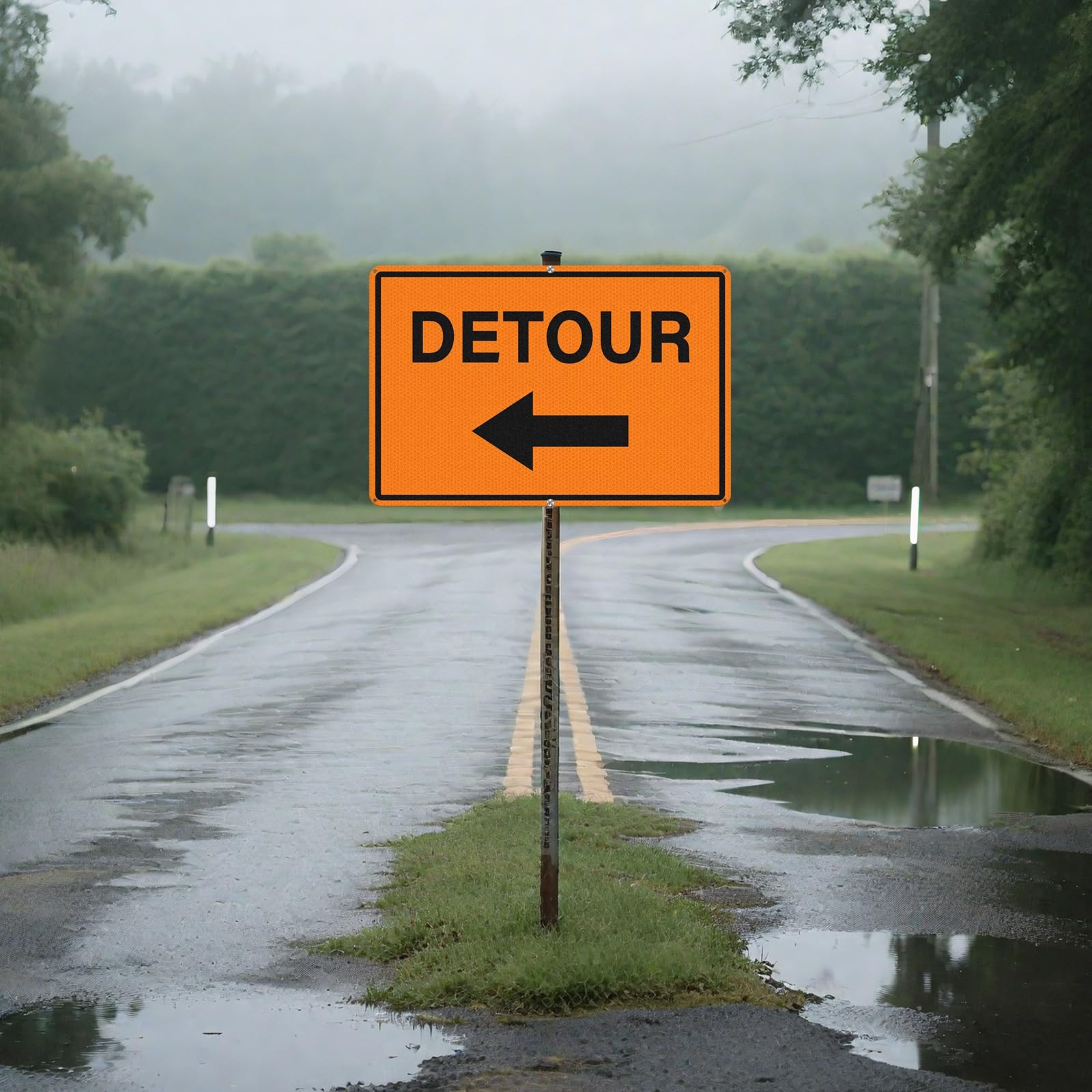 2 Pack Detour Sign Left Arrow 12×18 Inch Reflective Aluminum Road Safety