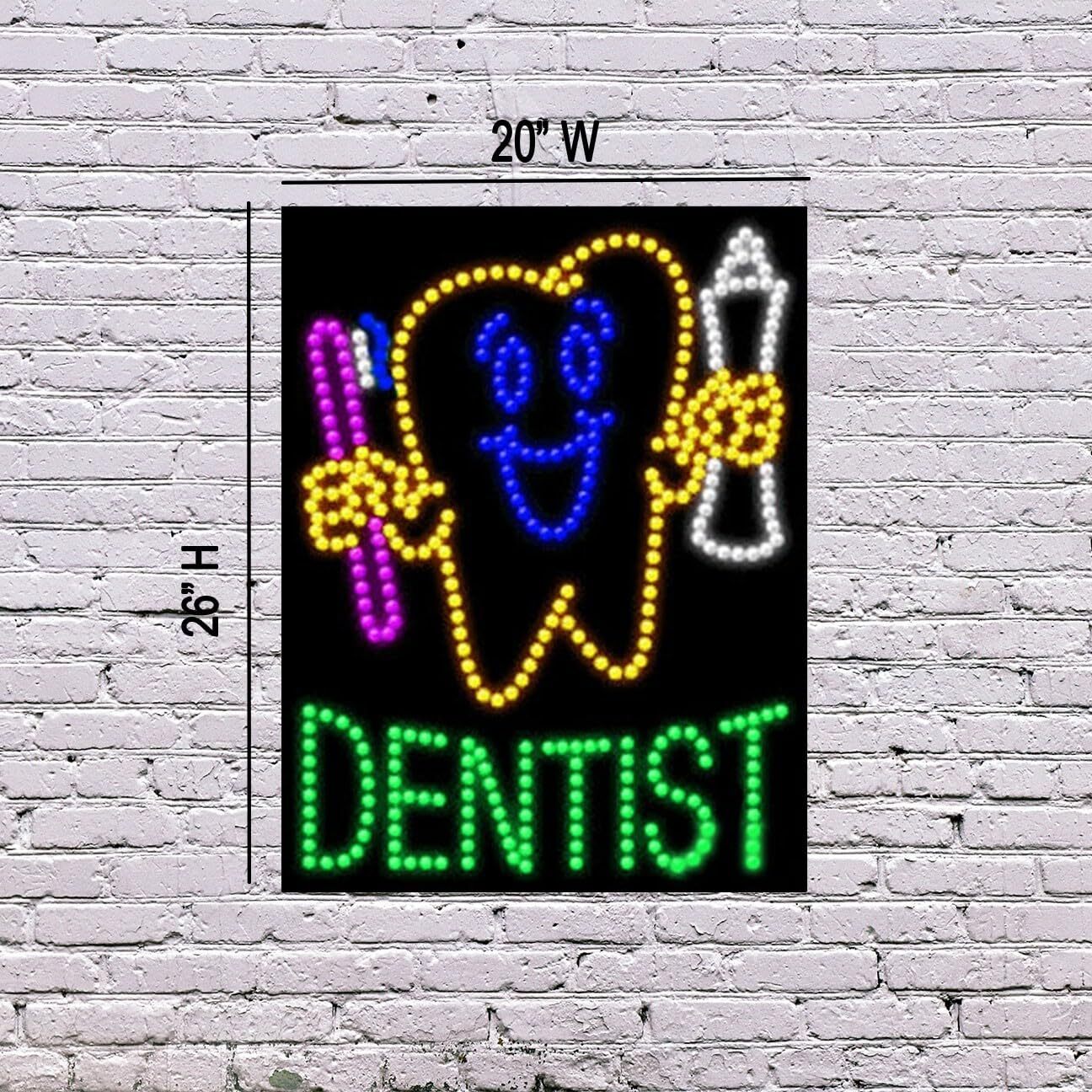 LED Dentist Sign | Light Up Sign | 26&Prime;H x 20&Prime;W x 2&Prime;D