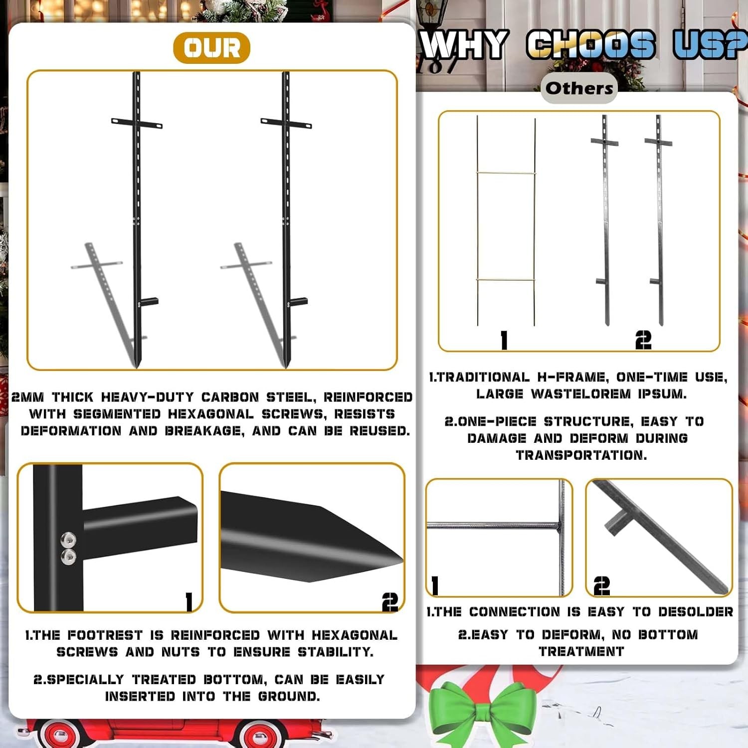 Heavy Duty 46&Prime; T-Bar Yard Sign Stakes – 5 Pack Rust-Proof Metal Holders