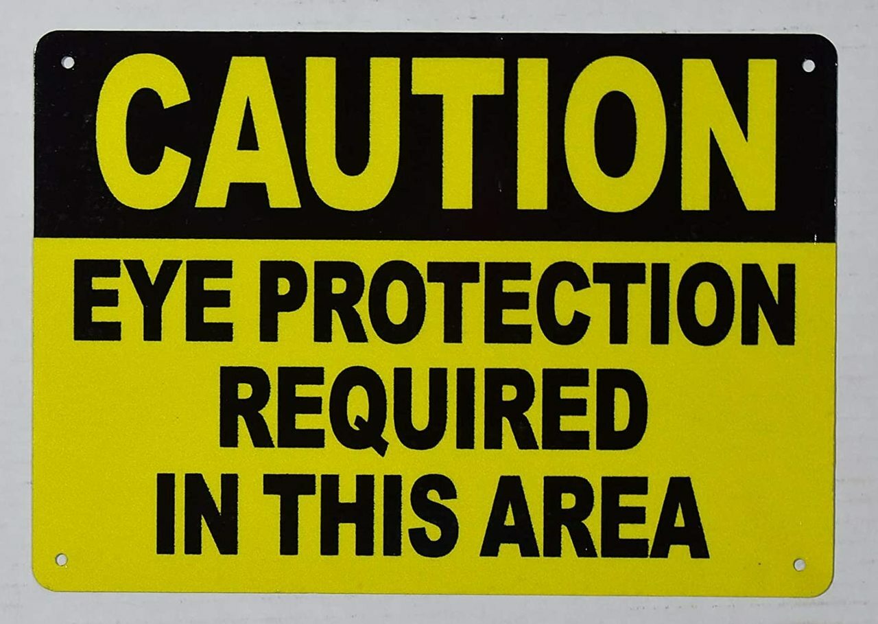 Caution Eye Protection Required in This Area Sign (Yellow,7X10 inch)–REF24-1027