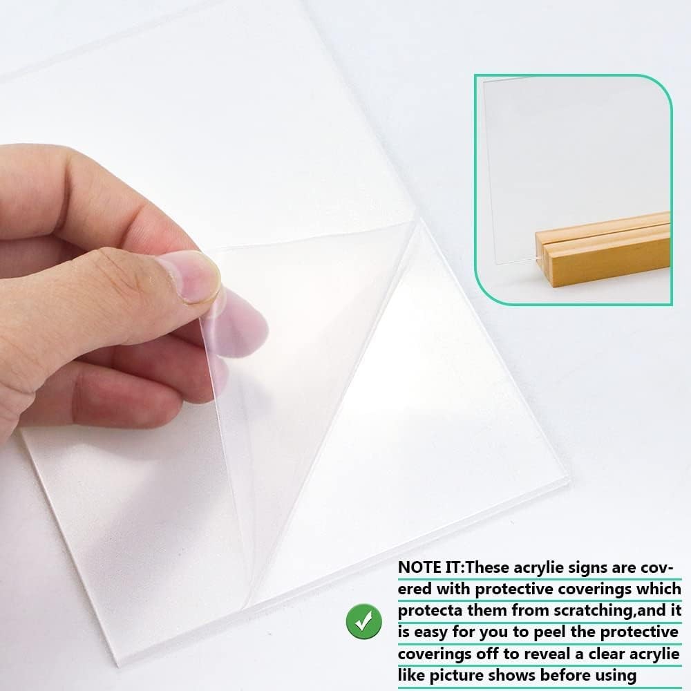 8 Pack Blank Clear Acrylic Table Displays With Wooden Stands 5×7 Inch Sign
