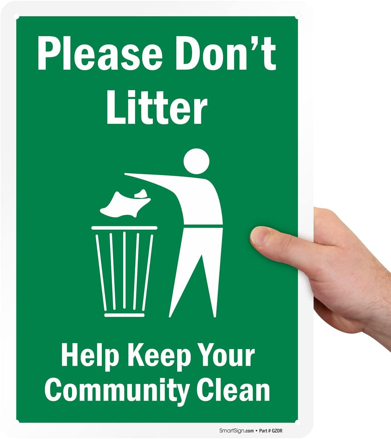 14 x 10 inch “Please Don&rsquo;t Litter – Help Keep Your Community Clean” Metal Sign,