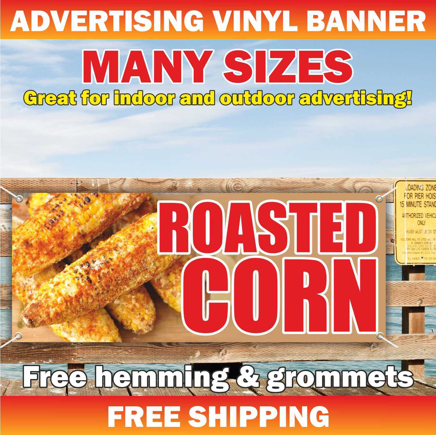 ROASTED CORN Advertising Banner Vinyl Mesh Sign cob sweet corn grilled food bar