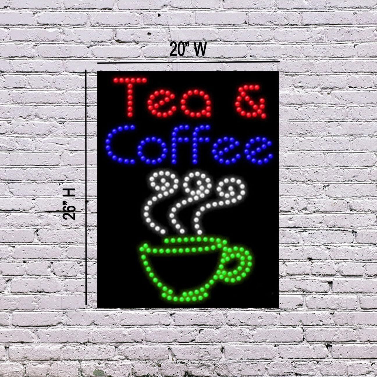 LED Tea & Coffee Sign | Light Up Sign | 26&Prime;H x 20&Prime;W x 2&Prime;D