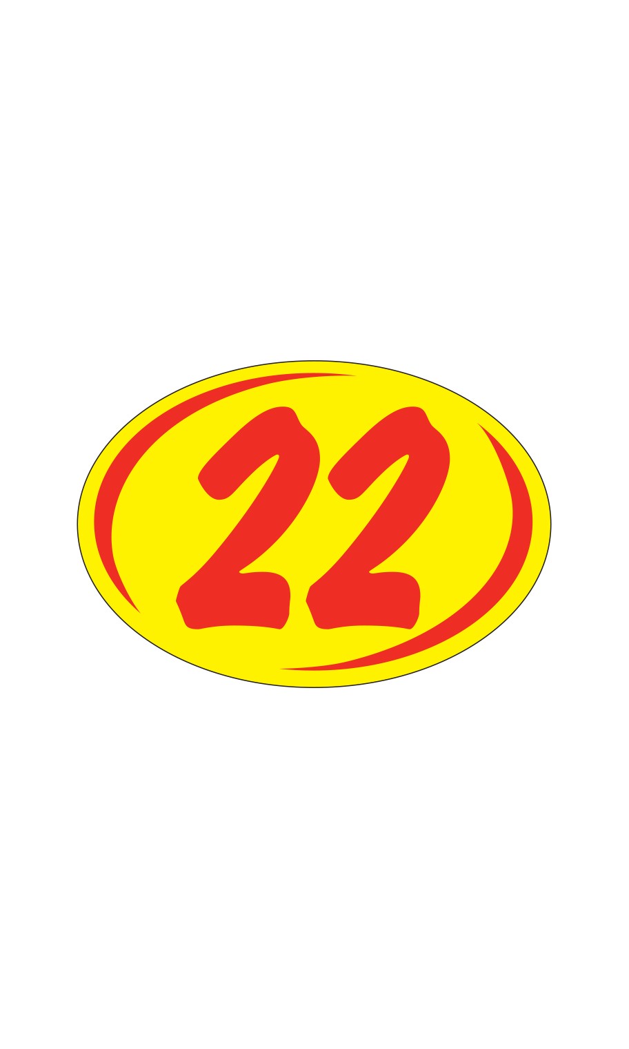 SSWBasics Oval 2-Digit Year Stickers – Red/Yellow – « 22 » – Pack of 12