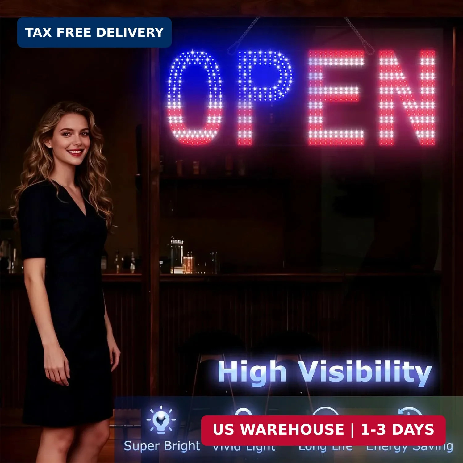 LED Open Signs for Business, exTopGoal 30&Prime;x10&Prime; Large Bright Open Sign with Remot