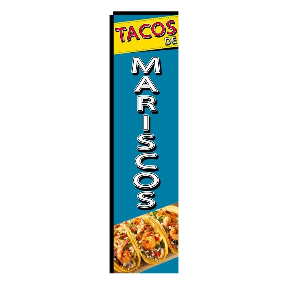 TACOS DE MARISCOS Seafood Spanish Rectangle Feather Banner Flag with 15FT…