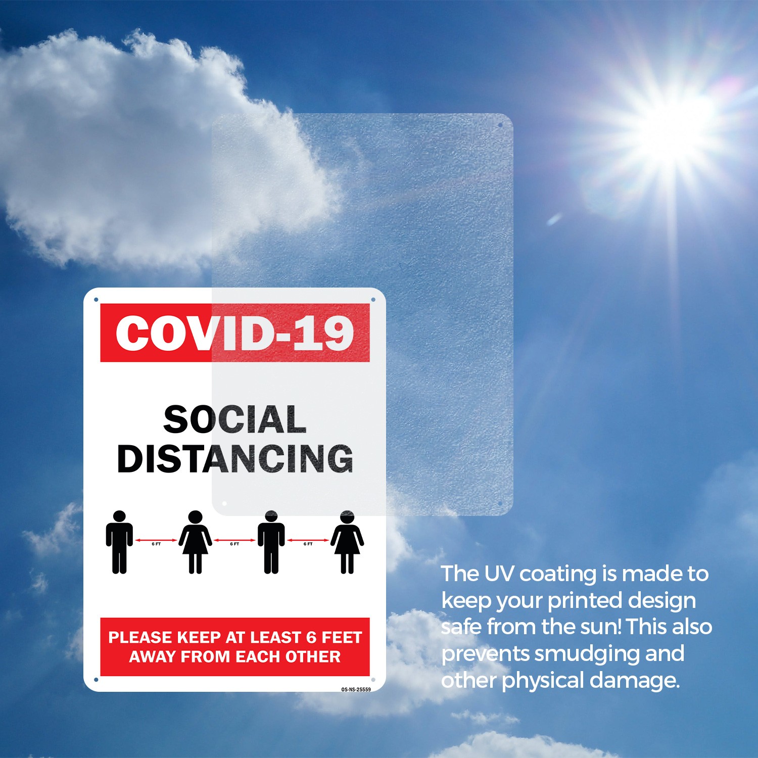 COVID-19 Social Distancing Please Keep 6 Feet Away Public Safety Sign 5/10 Pack