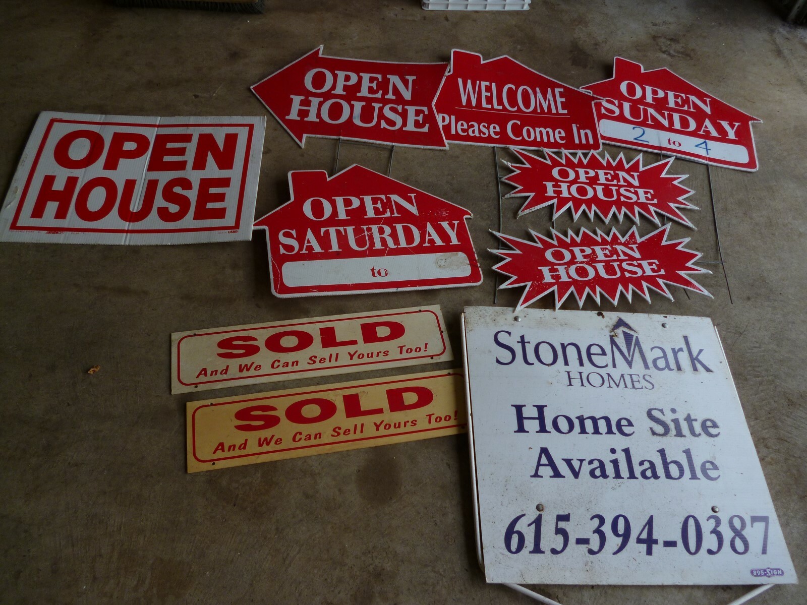 9 White Iron Real Estate For Sale Signs & Other Corr Plastic – Local Pickup –