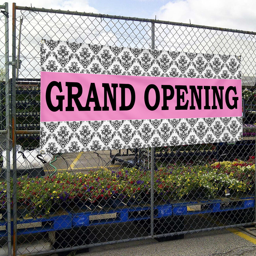 Vinyl Banner Multiple Sizes Grand Opening Pink Business Advertisement Business