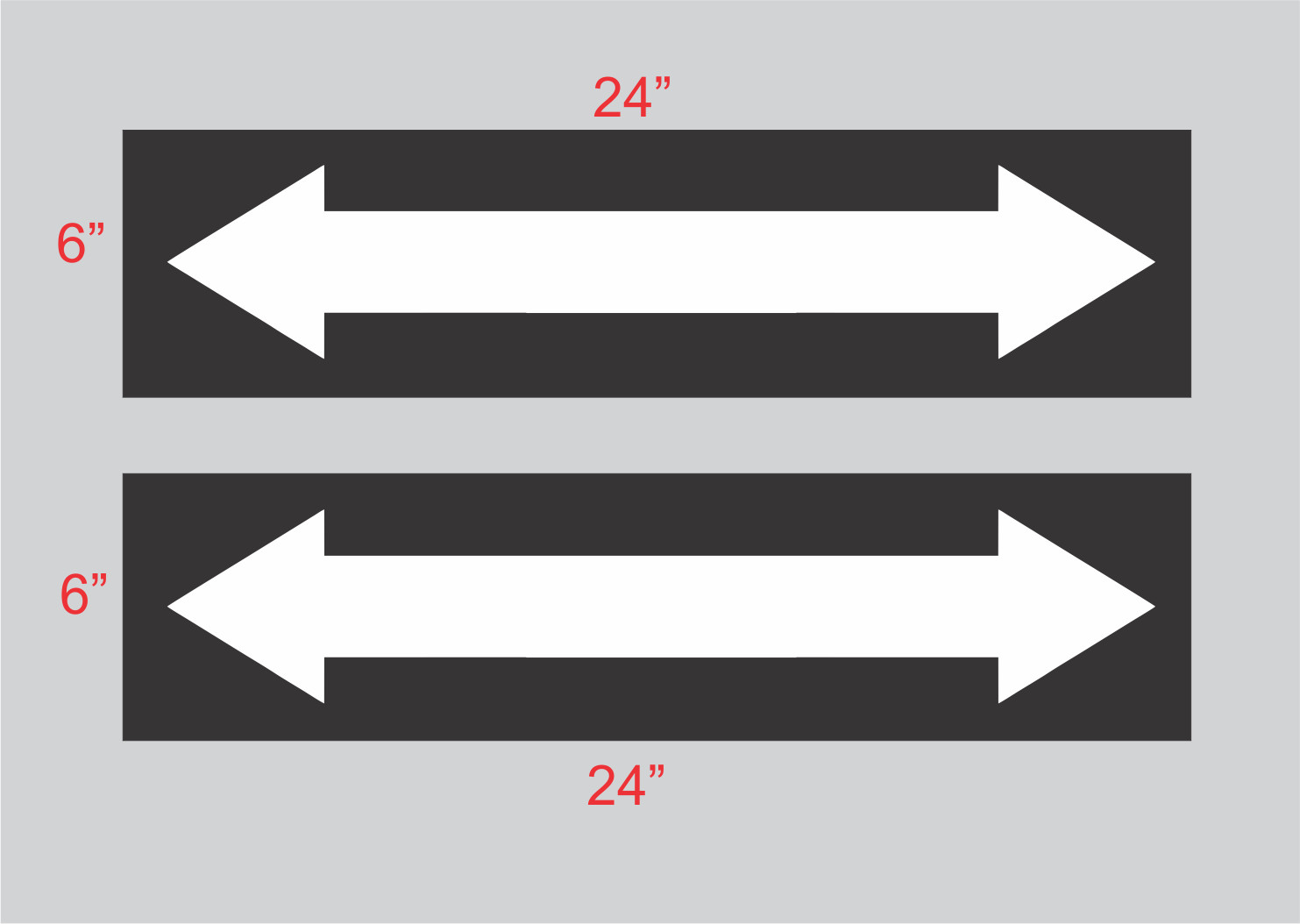 White on Black DOUBLE END ARROW 6&Prime;x24&Prime; REAL ESTATE RIDER SIGNS BOGO Double Sided