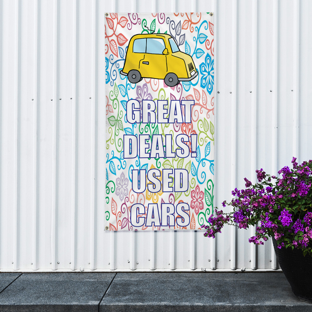 Vertical Vinyl Banner Multiple Sizes Great Deals on Used Cars Vintage Retro